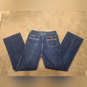 Jordache 1980's Vintage Dark Wash Womens Jeans Embroidered Back Pockets